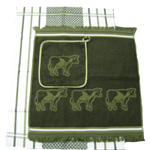 Набор полотенец и прихватка для кухни Cow oliva Kracht, 50x50, 50x70, 22x22 см, Kracht Германия